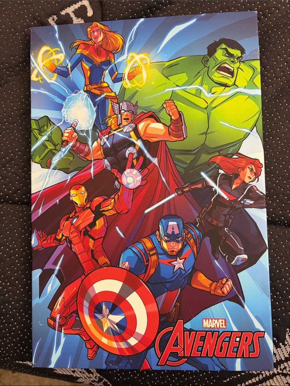 Marvel Heroes Group Artwork in Red, Blue, Green, Yellow